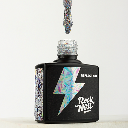 RockNail, неоновый светоотражающий гель-лак с глиттером Reflection №930, 10 мл