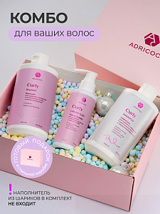 Adricoco, подарочный набор №3 (шампунь, бальзам, флюид для кудрявых, вьющихся и непослушных волос)
