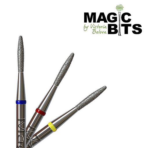 Magic Bits, набор алмазная фреза пламя кругл. кончик (1.8 мм, средне-мягкая), 2 шт