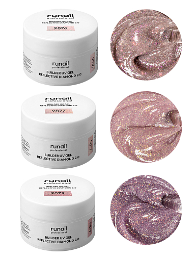 Runail, набор №127 моделирующий УФ-гель светоотражающий REFLECTIVE DIAMOND 2.0 (3 оттенка по 15 гр) Runail, набор №127 моделирующий УФ-гель светоотражающий REFLECTIVE DIAMOND 2.0 (3 оттенка по 15 гр)