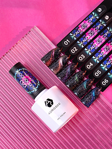 Adricoco, набор светоотражающих гель-лаков кошачий глаз Kaleidoscope 12D (6 оттенков по 8 мл)