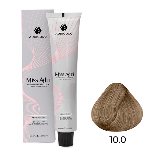 Adricoco, Miss Adri - крем-краска для волос (10.0 Платиновый блонд), 60 мл