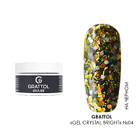 Grattol, Gel Crystal Bright - гель со светоотражающим глиттером №04, 15 мл