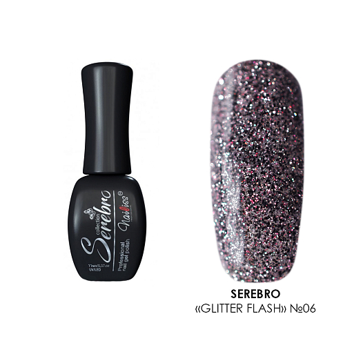 Serebro, гель-лак светоотражающий "Glitter flash" (№06), 11 мл