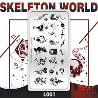 Born Pretty, пластина для стемпинга 12*6 см (BP-L001 Skeleton world)