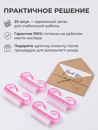 RuNail, мини-щетка для удаления пыли, 25 шт