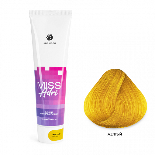 Adricoco, Miss Adri - пигмент прямого действия для волос без окислителя (желтый), 100 мл