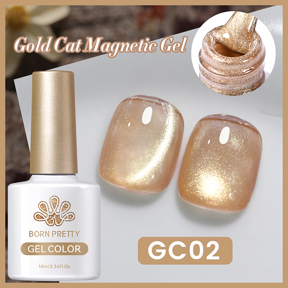 Born Pretty, Gold Cat Magnetic Gel - магнитный гель-лак "кошачий глаз" GC02, 10 мл Born Pretty, Gold Cat Magnetic Gel - магнитный гель-лак "кошачий глаз" GC02, 10 мл