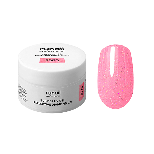 RuNail, BUILDER UV GEL REFLECTIVE DIAMOND 2.0 - моделирующий УФ-гель светоотражающий №9880, 15 гр