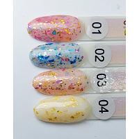 E.co Nails, Rubber Base Colored Flake - базовое каучуковое покрытие для гель-лака №01, 10 мл