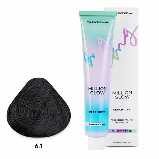 TNL, Million glow Ammonia free collection Ceramides - крем-краска для волос (оттенок №6.1), 100 мл