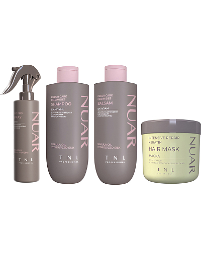 TNL, набор №248 шампунь бальзам, маска и липидный спрей для волос защита цвета NUAR
