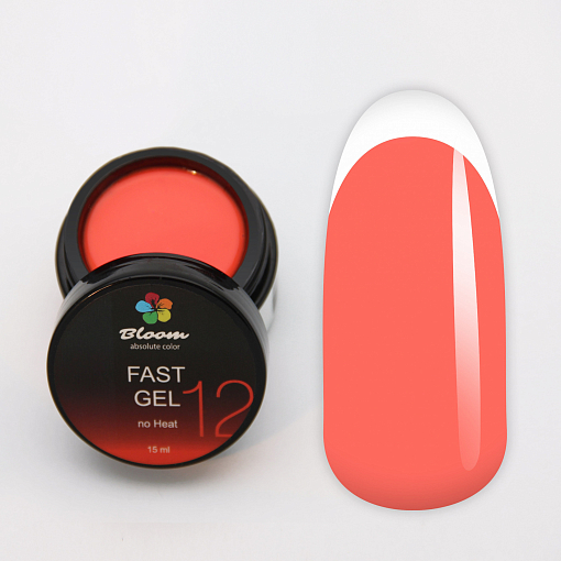 Bloom, Fast gel no heat - гель низкотемпературный №12 (оранжево-розовый), 15 мл