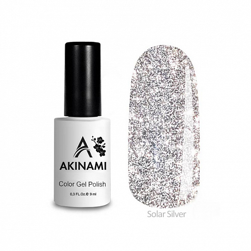 Akinami, Color Gel Polish - гель-лак светоотражающий "Solar Super Silver", 9 мл