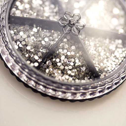 Стразы стекло микс White SS3-10 в банке-органайзер (белый), 1440 шт