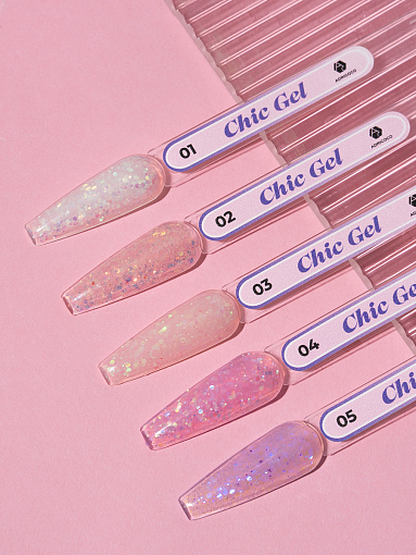 Adricoco, Chic Gel - гель для наращивания камуфлирующий с глиттером №04, 15 мл