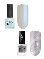 Irisk, набор №90 лаковое покрытие с эффектом втирки для ногтей (003) и с эффектом кошачьего глаза