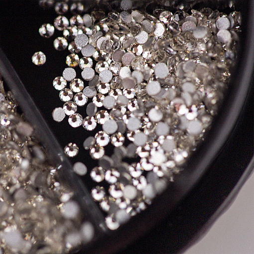 Набор Стразы стекло микс White SS3-10 в банке-органайзер (белый и голография), 2 х 1440 шт