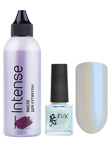 Irisk, набор №73 лаковое покрытие с эффектом втирки для ногтей, масло для кутикулы (смородина)