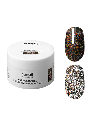 RuNail, BUILDER UV GEL REFLECTIVE DIAMOND 3.0 - моделирующий УФ-гель светоотражающий №9967, 15 гр