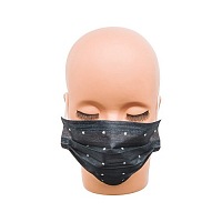Irisk, маска защитная для мастера маникюра трехслойная с принтом (черная), 10 шт