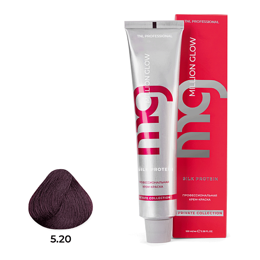 TNL, Million glow Silk protein - крем-краска для волос (5.20 светлый коричневый фиолетовый), 100 мл