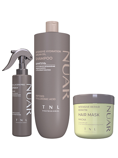 TNL, набор №243 шампунь, маска, спрей для волос интенсивное увлажнение и восстановление NUAR TNL, набор №243 шампунь, маска, спрей для волос интенсивное увлажнение и восстановление NUAR