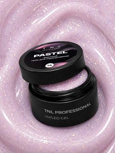 TNL, Pastel - жесткий гель для наращивания с поталью №14 (лепесток пиона), 15 мл