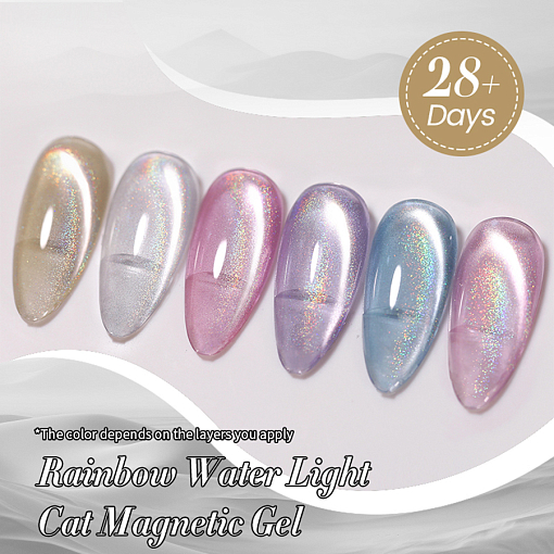 Born Pretty, Rainbow Water Light Cat Magnetic Gel - гель-лак "кошачий глаз" RW-03, 10 мл