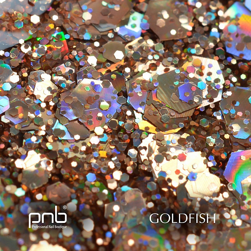 PNB, 3D Mix&Shine Gel - гель для дизайна с блестками и поталью №02 (Золотая Рыбка), 5 мл