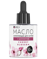 Milv, укрепляющее масло для ногтей со смолой мастикового дерева и шиммером "CHERRY BLOSSOM", 50 мл