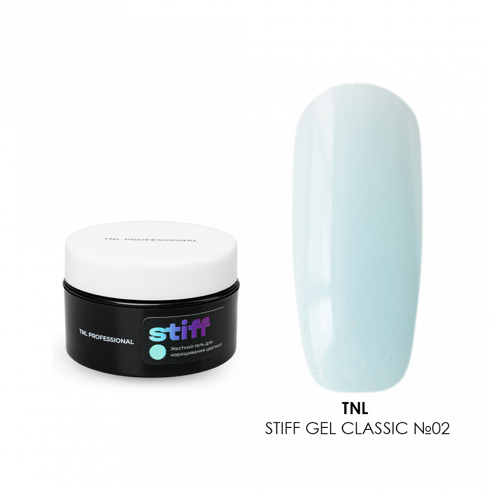 TNL, Stiff Gel Classic - жесткий цветной гель для наращивания №02 (нежно-голубой), 18 мл