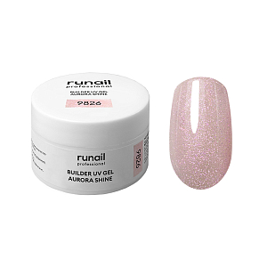 RuNail, BUILDER UV GEL AURORA SHINE - моделирующий УФ-гель c шиммером №9826, 15 гр