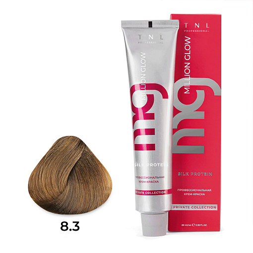 TNL, Million glow Silk protein - крем-краска для волос (8.3 Светлый блонд золотистый), 60 мл
