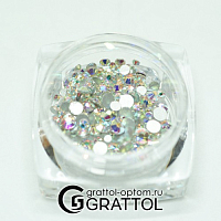 Grattol, стразы mix в баночке (ss3, ss6, ss10, ss16) (Crystal хамелеон), 200 шт
