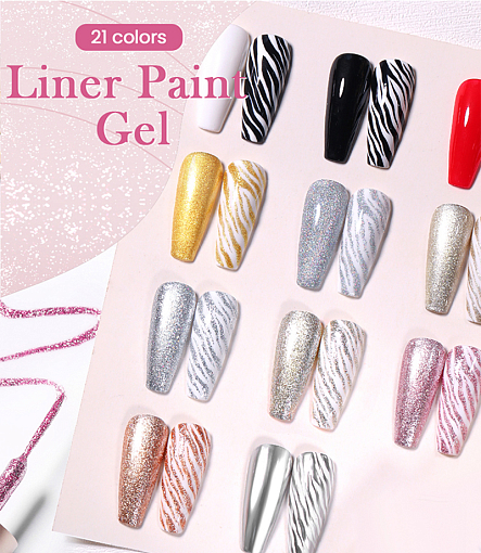 Born Pretty, Glitter Liner Gel - гель-лак с тонкой кистью для дизайна ногтей L20, 10 мл