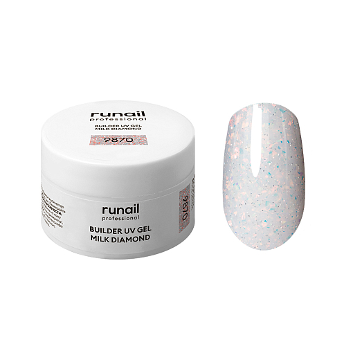 Runail, BUILDER UV GEL MILK DIAMOND - моделирующий УФ-гель светоотражающий №9870, 15 гр