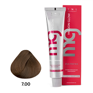 TNL, Million glow Silk protein - крем-краска для волос (7.00 Блонд интенсивный), 60 мл