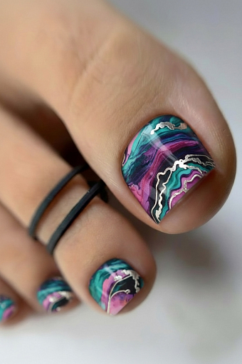 Anna Tkacheva, наклейки пленки для педикюра с фольгой VIP-081