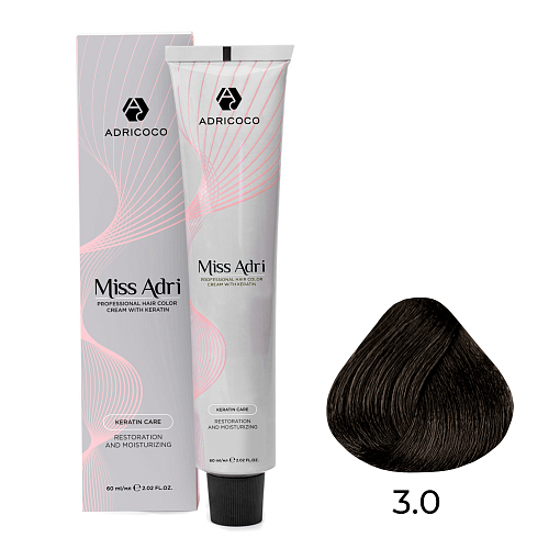 Adricoco, Miss Adri - крем-краска для волос (3.0 Темный коричневый), 60 мл