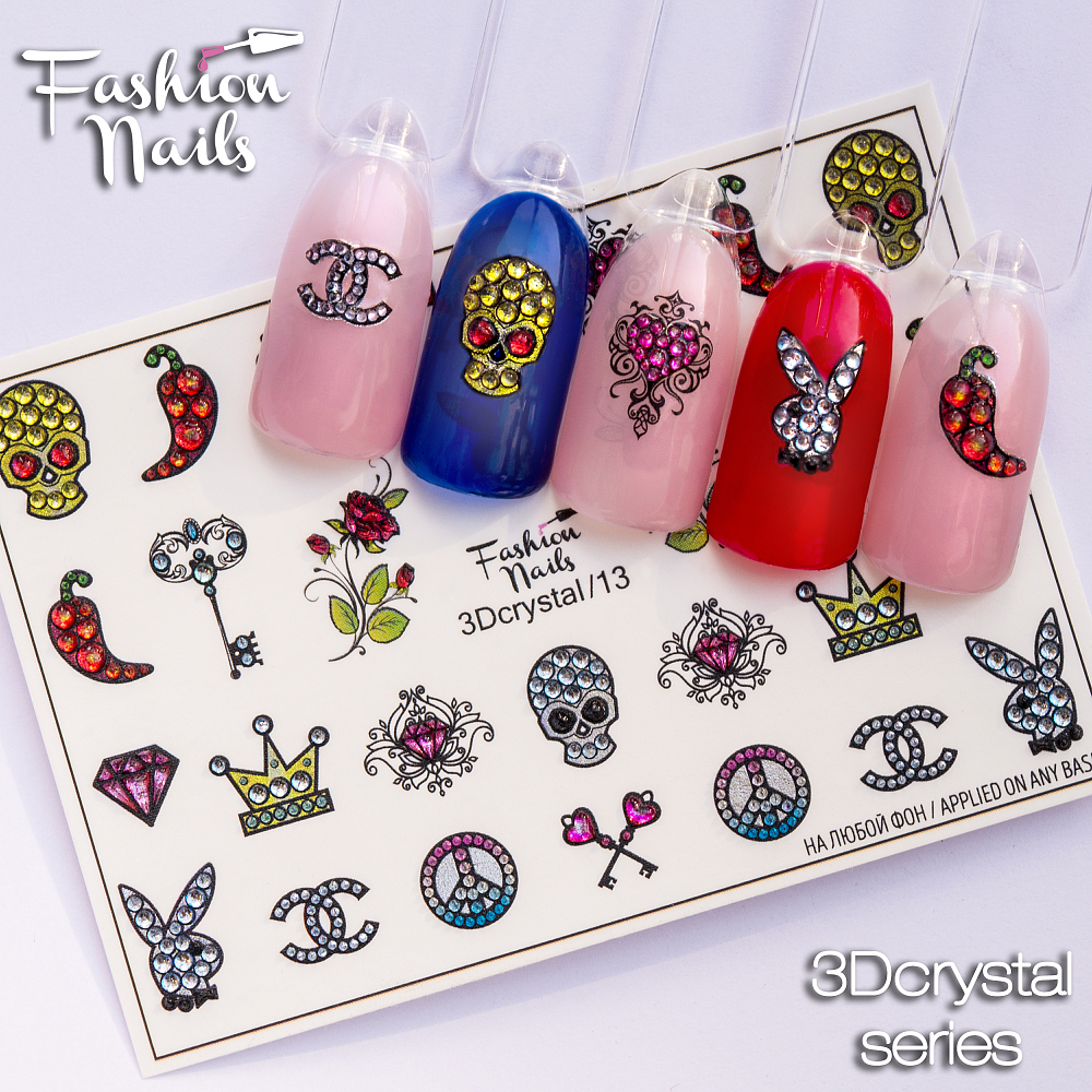 Fashion Nails, слайдер-дизайн "3D crystal" №13