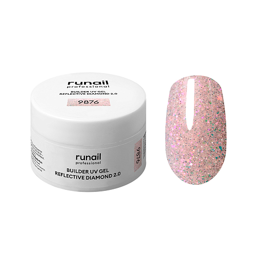RuNail, BUILDER UV GEL REFLECTIVE DIAMOND 2.0 - моделирующий УФ-гель светоотражающий №9876, 15 гр