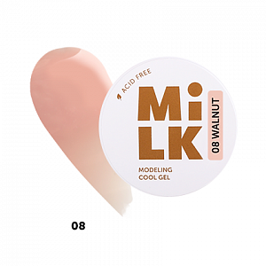 Milk, Modeling Cool Gel - бескислотный холодный гель для моделирования ногтей №08 (Walnut), 50 гр