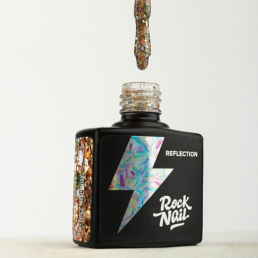 RockNail, неоновый светоотражающий гель-лак с глиттером Reflection №931, 10 мл