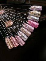 Барбарис, гель-лак с поталью и алмазным глиттером "Искра" NG08, 12 мл