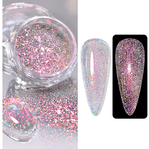 Aurora Reflective Glitter Powder - светоотражающий пигмент для дизайна ногтей G012, 1 шт
