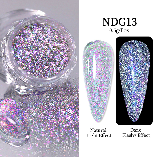 Aurora Reflective Glitter Powder - светоотражающий пигмент для дизайна ногтей G013, 1 шт