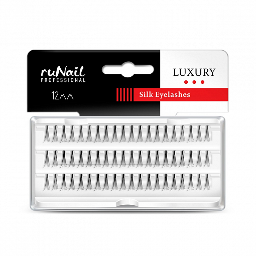 RuNail, пучки для наращивания ресниц с узелками Luxury (шёлк Ø 0,10 мм, №12)