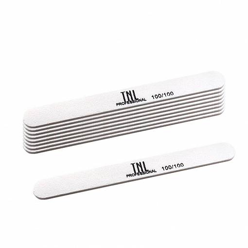 TNL, набор пилок для ногтей узкая 100/100 улучшенное качество (белые), 10 шт