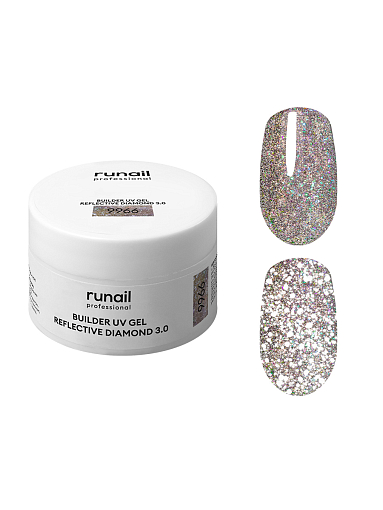 RuNail, BUILDER UV GEL REFLECTIVE DIAMOND 3.0 - моделирующий УФ-гель светоотражающий №9966, 15 гр
